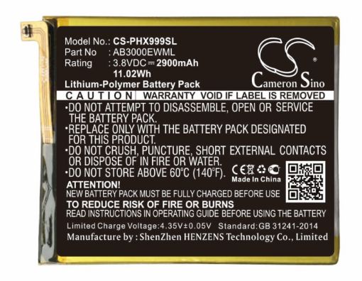 Picture of Battery Replacement Philips AB3000EWML for I999 Xenium I999