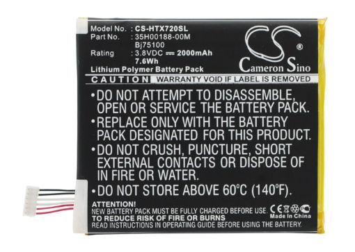 Battery Replacement for HTC 35H00188-00M 35H00188-00P 35H00191-00M 35H00197-04M BJ75100 BM35100 - 1