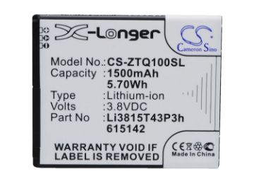 ZTE Li3815T43P3h615142 Battery Replacement for Blade Q Mini NTZEZ667G3P4P - 1