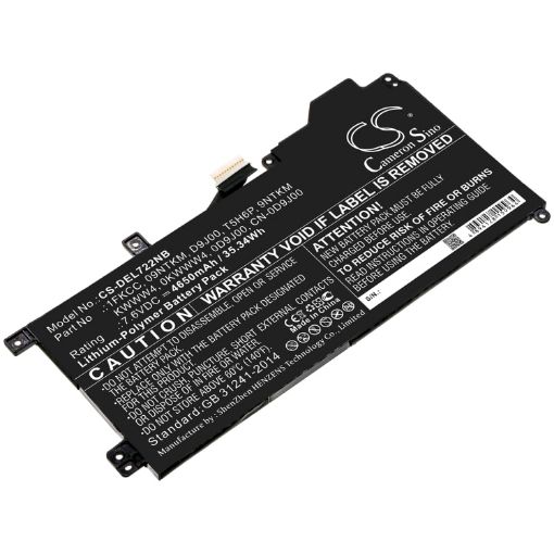 Battery Replacement Dell 09NTKM 0D9J00 0KWWW4 1FKCC 9NTKM CN-0D9J00 D9J00 KWWW4 T5H6P - 1
