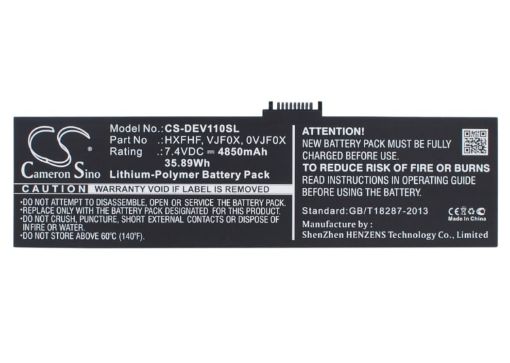 Replacement Battery Dell 0VJF0X HXFHF VJF0X for Pro11i-2501BLK V11P7130 - 1
